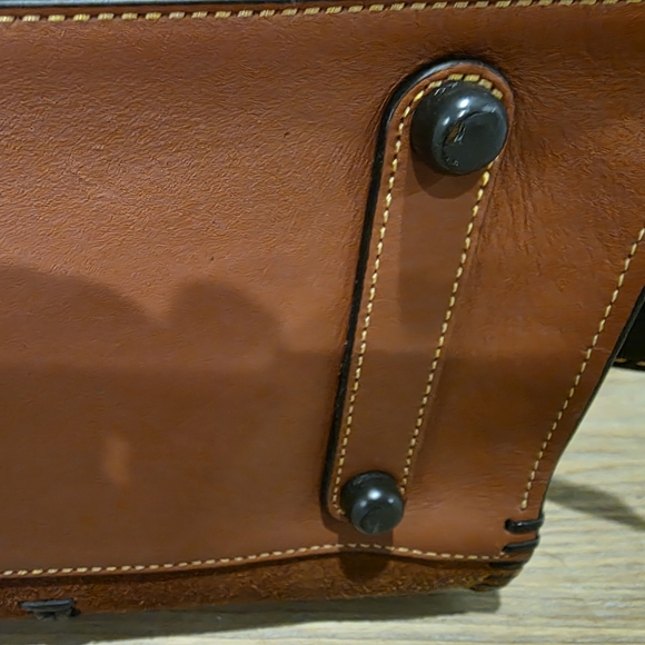 Coach Western Rogue 36 Saddle Suede With Studs, Rivets. RARE! - Picture 10 of 16